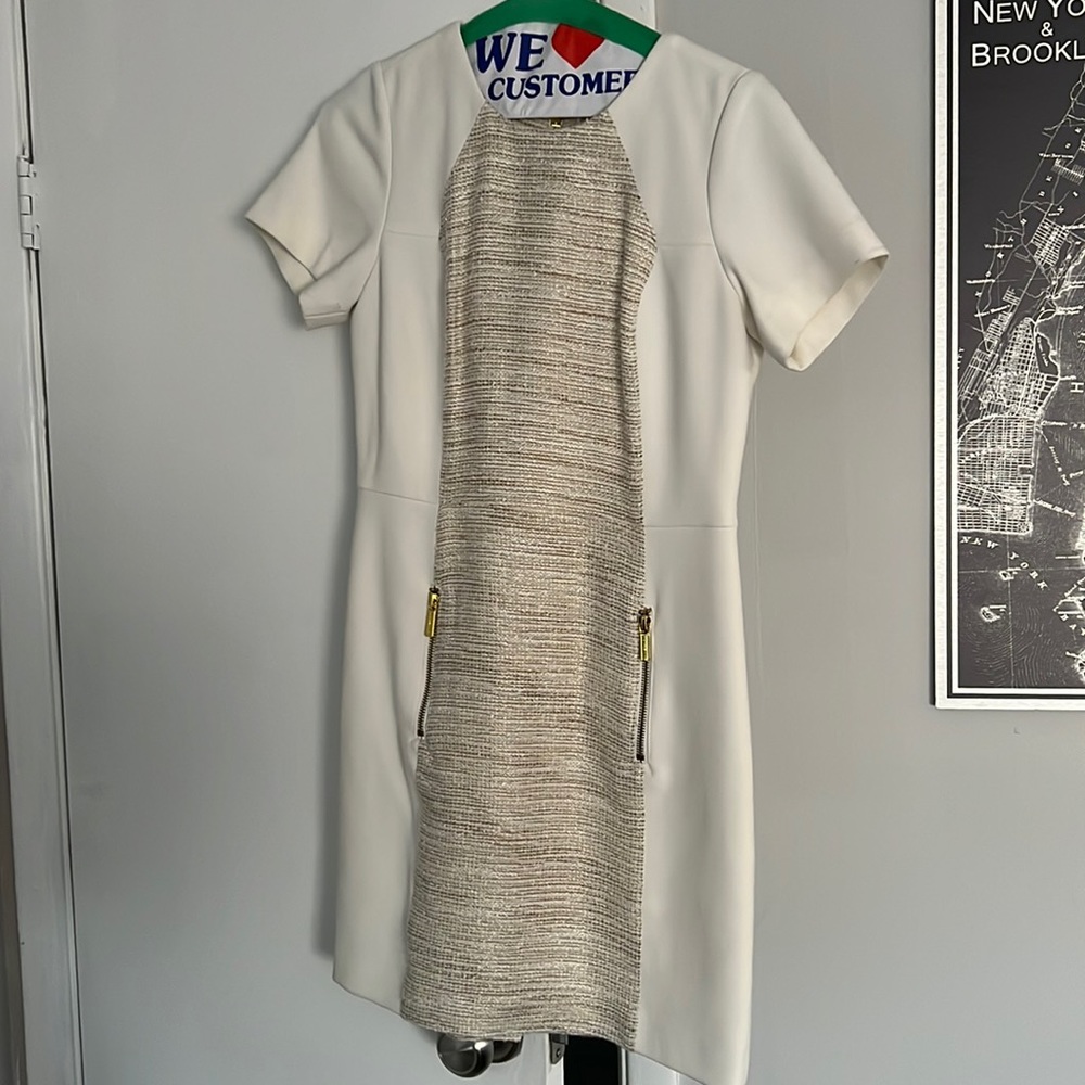Michael Kors White/Gold Sheath Dress - 4